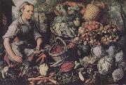 Joachim Beuckelaer Market Woman with Fruit,Vegetables and Poultry (mk14) oil on canvas
